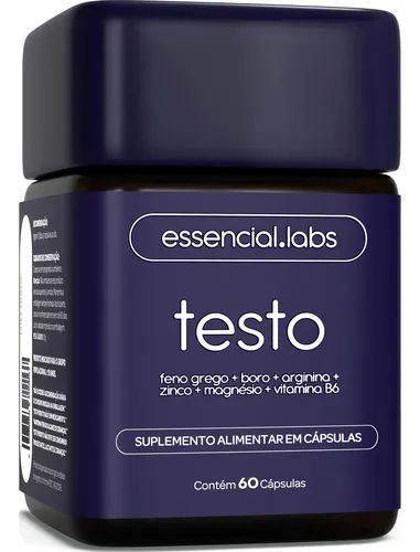 TESTO ESSENCIAL – Fórmula Exclusiva com Feno Grego + Boro + Arginina + ZMA + Vitamina B6 – 60 cápsulas – Precursor da Testosterona