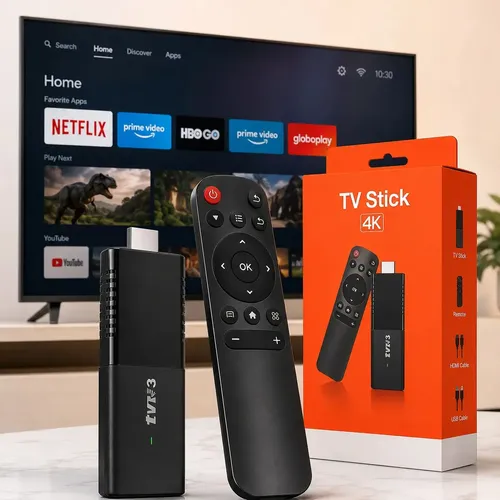 TV Stick Android 4K com Wi-Fi Dual Band, 8GB e 128GB para Smart TV