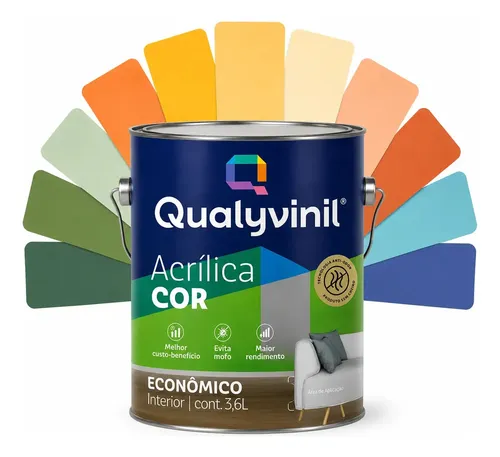 Tinta Acrílica Para Pintura Parede Econômica 3,6l Qualyvinil