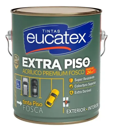 Tinta Acrilica Eucatex Extra Piso Premium 3,6 Litros – Cores Acabamento Fosco Cor Cinza-escuro