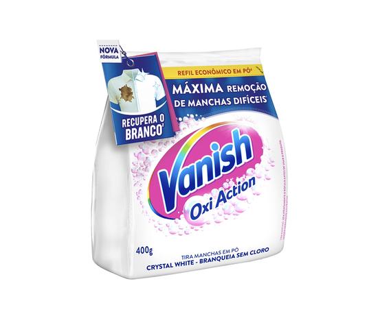 Tira Manchas em Pó Vanish Oxi Action Crystal White Refil 400g para Roupas Brancas, Sem Cloro, com Percarbonato, Remove Manchas Difíceis e Deixa o Branco Até 5 Tons Mais Branco