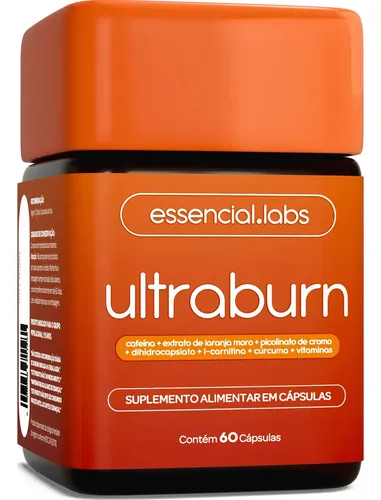 ULTRABURN – TERMOGÊNICO com Fórmula Exclusiva contendo L-Carnitina + Cafeína + Laranja Moro + Cúrcuma + Dihidrocapsiato (DHC) + Picolinato de Cromo + Vitamina – 60 Cápsulas