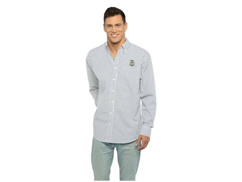 Vantage Apparel Camisa masculina com botões xadrez xadrez de manga comprida fácil de cuidar