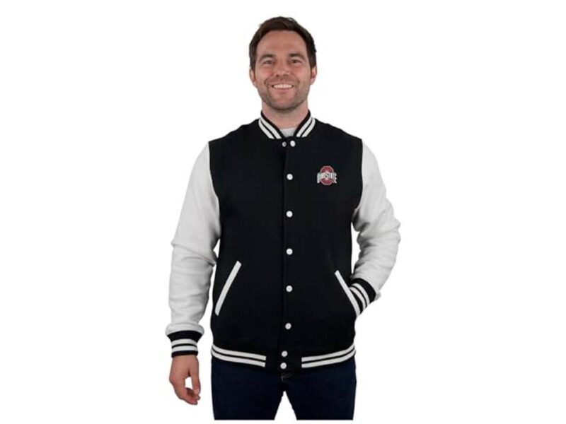 Vantage Apparel Jaqueta masculina de lã universitária estilo Letterman, Ohio State Buckeyes, pequena