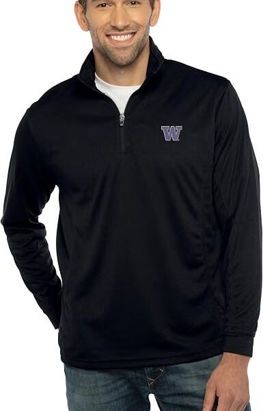 Vantage Apparel Pulôver masculino Collegiate Performance Micro Mesh Black 1/4 Zip