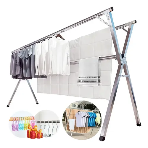 Varal De Chão Grande De Roupas 3 Andares Dobrável – Branco