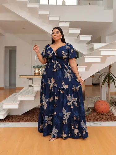 Vestido Plus Size Blogueira Estampado Ate 58 Linha Premium