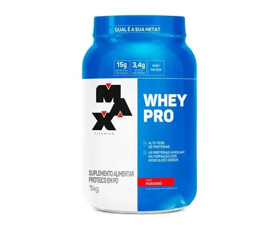 Whey Protein 1kg Whey Pro Max Titanium Sabor Morango BCAA e Aminoácidos