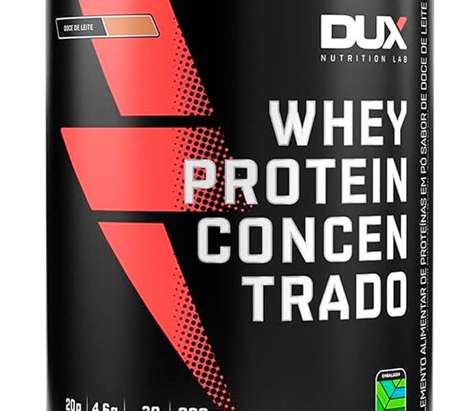 Whey Protein Concentrado Doce de Leite Pote 900g – Contribui para o Ganho Muscular Hipertrofia – Dux Human Health