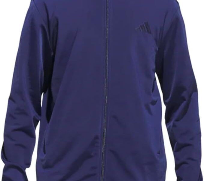 adidas Jaqueta masculina de tricô com zíper