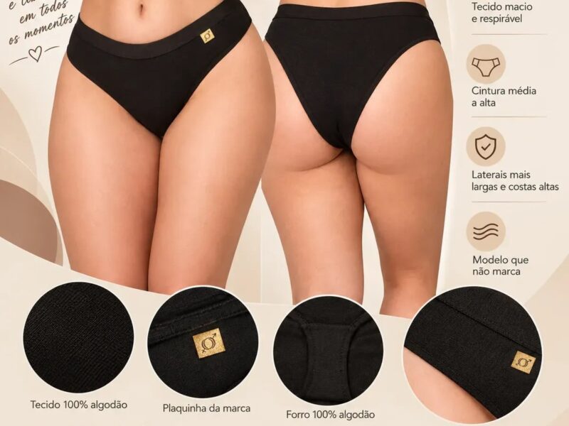 10 Calcinha De Algodão Lisa Cintura Alta Cós Em Elástico Kit