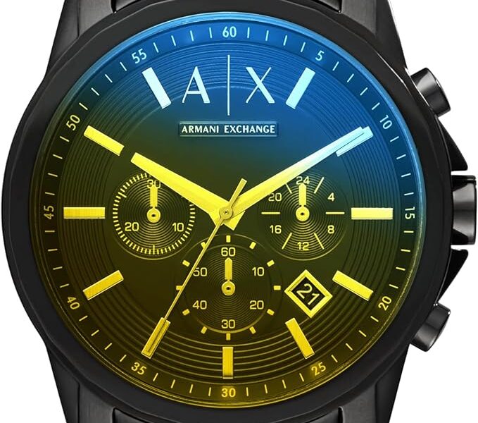 AX Armani Exchange Relógio cronógrafo masculino com pulseira de couro, aço inoxidável ou silicone