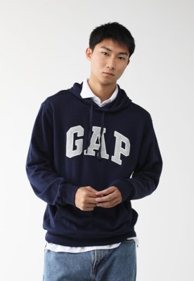 Blusa de Moletinho Fechada GAP Com Capuz Azul-Marinho