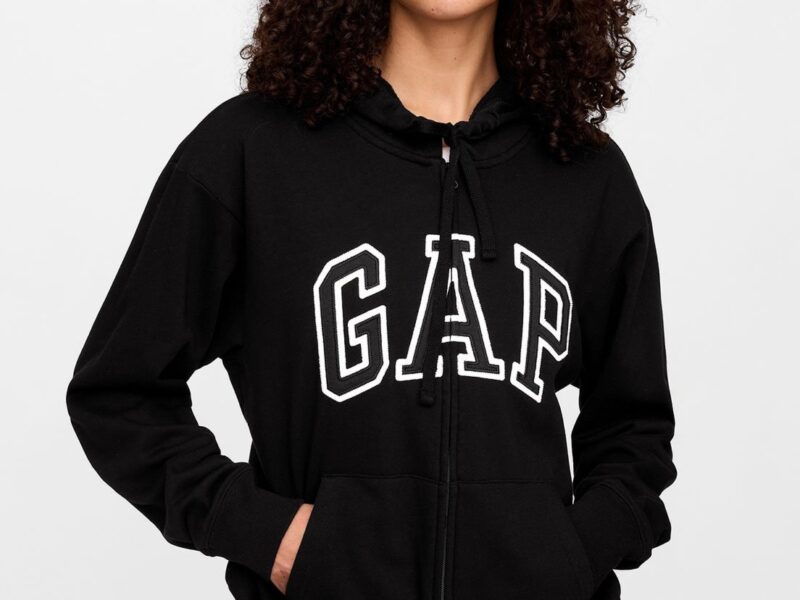 Blusa de Moletom Aberta GAP Reta Logo Preto