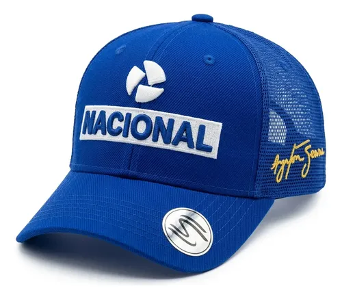 Boné Nacional Ayrton Senna Aba Curva Trucker Retrô Telinha.