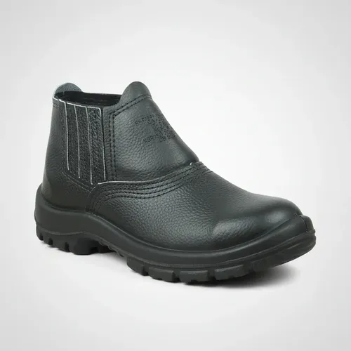 Bota Botina De Segurança C/ Elástico Couro Pedreiro Bico Pvc
