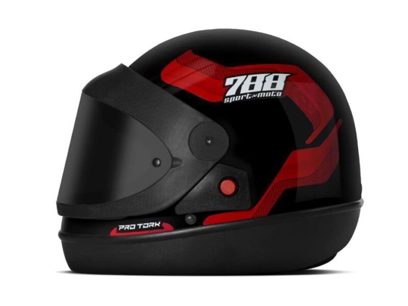CAPACETE FECHADO PRO TORK SPORT MOTO 788 VERMELHO TAM. 58 VIS. FUMÊ