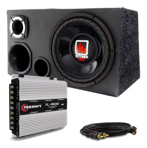 Caixa Trio Completa 1340w Sub 12 + Modulo Taramps Tl 1500