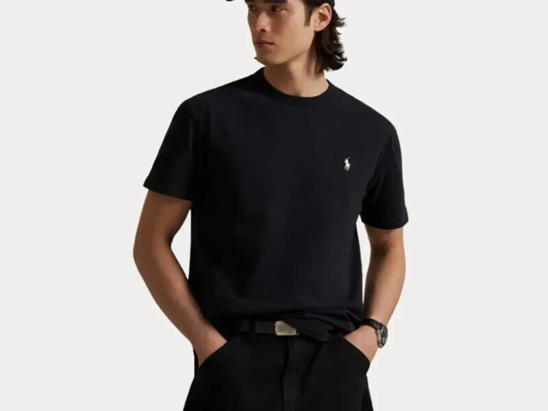 Camiseta Básica Ralph Lauren Preta Masculina Algodão