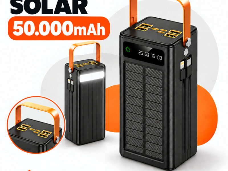 Carregador Solar Portátil 30000/50000mah Turbo Rápido Power Bank Grande Tela Digital