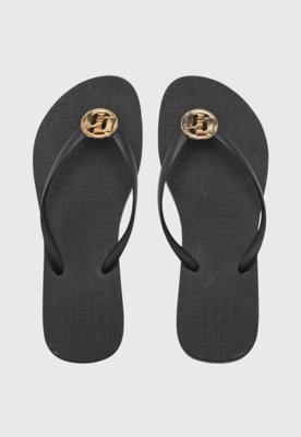 Chinelo Feminino Colcci Logo Metalizado Preto