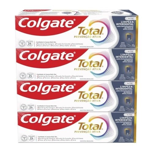 Colgate Total Limpeza Interdental Prevenção Ativa Creme Dental, 4x90g