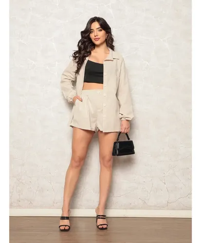 Conjunto Linho Feminino Camisa E Short Linha Premium