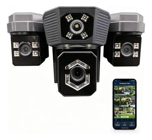 Daoyee Câmera De Segurança Wifi Profissional 3 Lentes Preto 1080P