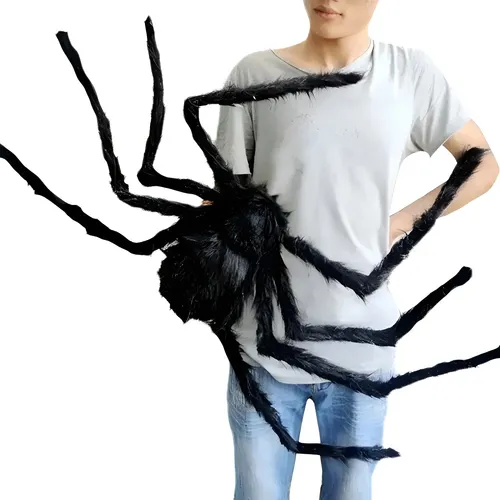 Decoração Halloween Assustadora-aranha Peluda Gigante 120cm