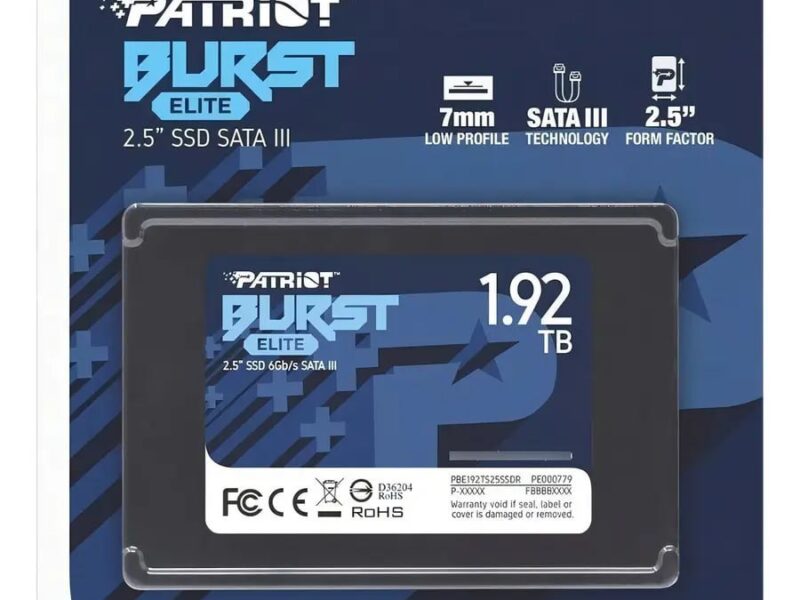 Disco Sólido Interno Patriot Burst Elite 1,92 Tb Sata Iii Pr Cor Preto