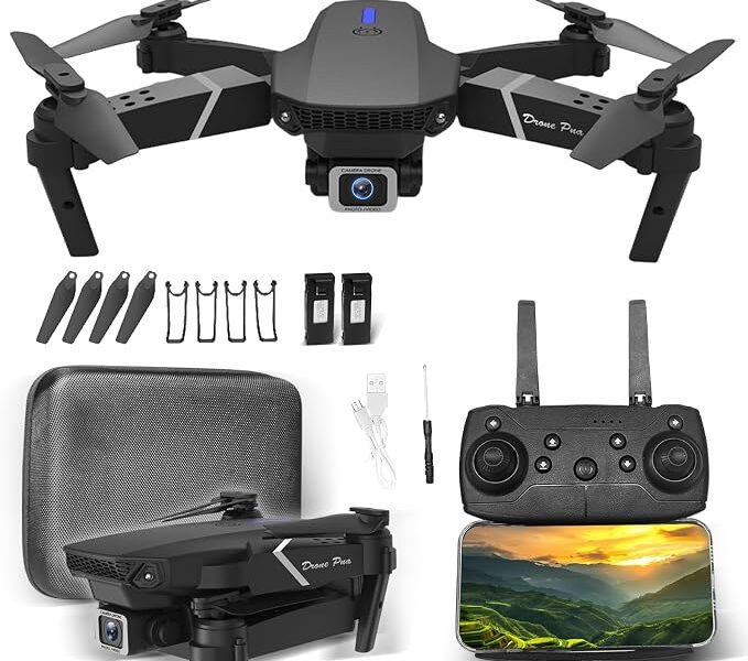 E88 Drone Com Camera Drone Profissional 1080p HD 4K FPV WiFi Mini Controle Remoto DroneQuadricóptero Com Bolsa De Transporte Amazon-FBA