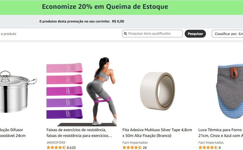 Economize 20% em Queima de Estoque na AMAZON