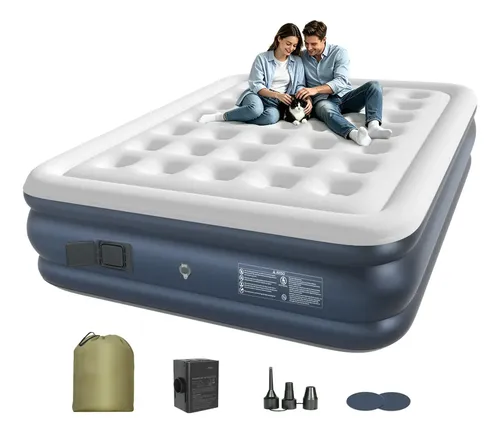 Ecozendsy Colchão Inflável Casal Queen Size com Bomba Recarregável Embutida para Camping 200x154x43cm na Meli por R$ 286,95