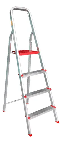 Escada Botafogo Lar & Lazer ESC0063 Doméstica De Alumínio 4 Degraus Prata Cor Phantom red