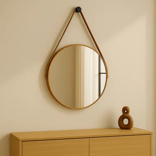 Espelho Redondo 40cm Alça Banheiro Lavabo Sala Quarto Hall na Meli por R$ 43,99