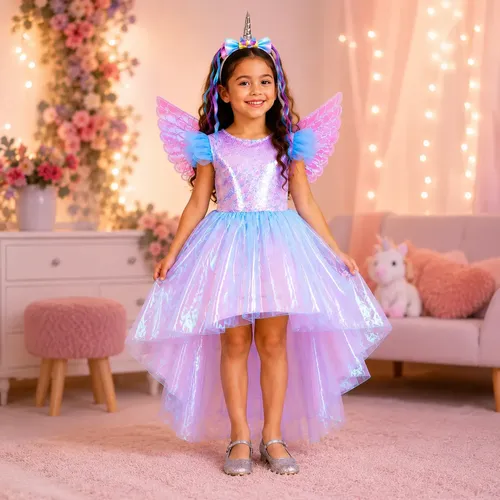 Fantasia Feminina Infantil Luxo Unicornio Completa Promo