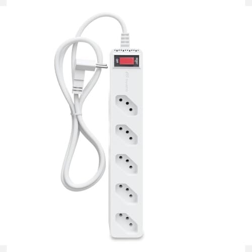 Filtro de Linha iCLAMPER Energia 5 com Proteção contra Surtos Elétricos(DPS) LCF 5 Tomadas, 3 Pinos, 10 Amperes para PC, Notebook, Monitor, Impressora, PS5, Alexa e etc, Bivolt, Cabo de 1m Branco