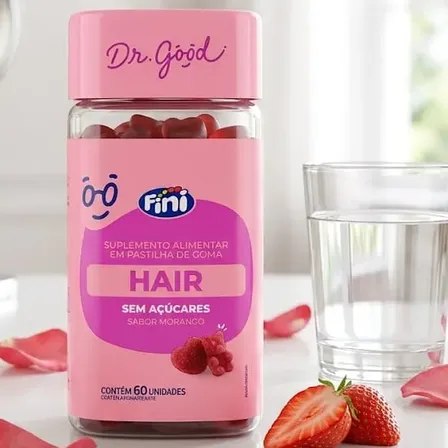 Fini Hair Cabelo Pele Unhas Goma Morango Suplemento Dr Good na Meli por R$ 80,90