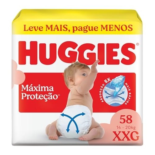 Fralda Descartável Huggies Máxima Proteção, Tamanho XXG, 58 Unidades
