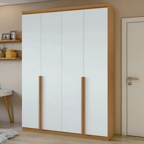 Guarda-Roupa Solteiro 4 Portas 2 Gavetas MDF Móveis Lopas Moderno