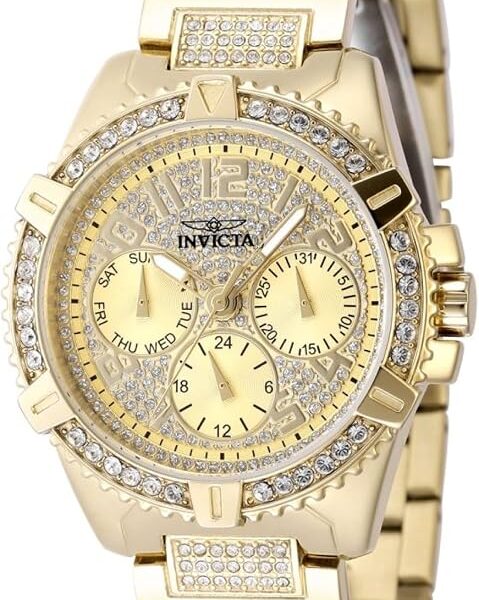 Invicta Celestial Lady 37 mm Aço Inoxidável Ouro Prata + Mostrador Dourado Quartzo VH63