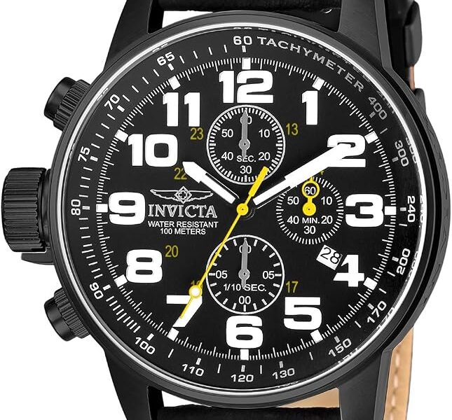 Invicta Relógio masculino I-Force de quartzo canhoto com pulseira de couro