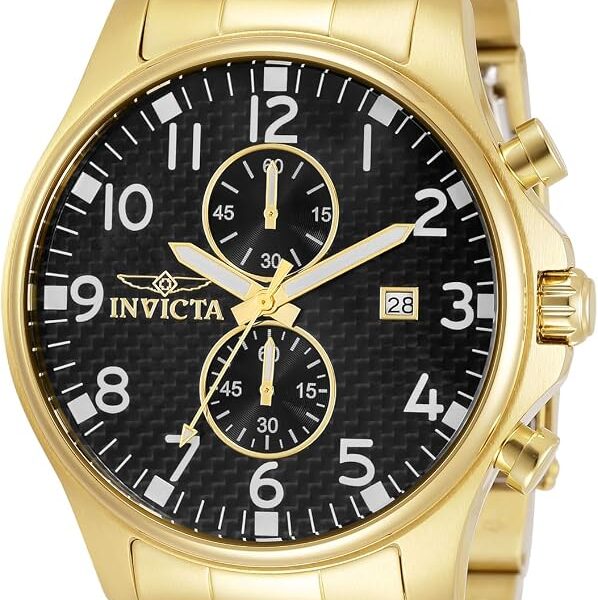 Invicta Relógio masculino de aço inoxidável banhado a ouro 18 K Coleção 0382 II