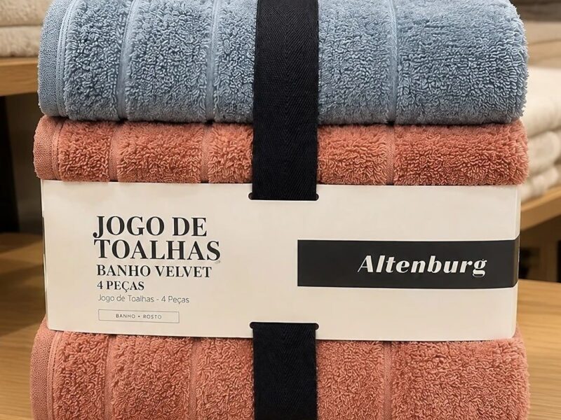 Jogo de Toalhas Banho Velvet 4 Peças Barra Aveludada Toque Macio Alta Absorção Antipiling Altenburg na Meli por R$ 43,21