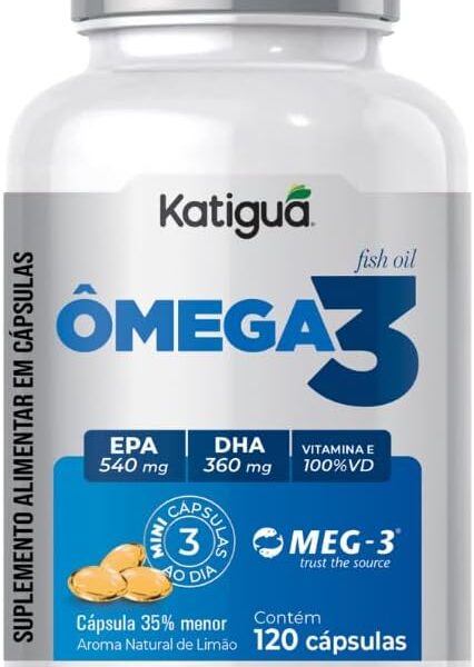 Katiguá, Ômega 3, MEG-3, EPA + DHA, 3000mg, Fish Oil, 120 Cápsulas Soft Gel • 40 doses, Branco