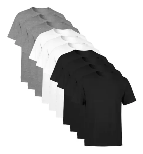Kit 10 Camisetas Masculina Lisa Premium 100% Algodão