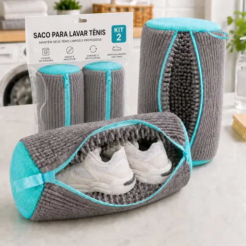 Kit 2 Sacos Para Lavar Tênis E Sapatos Em Máquina De Lavar – Saco Telado Anti-Impacto Com Fechamento Em Zíper na Meli por R$ 33,99