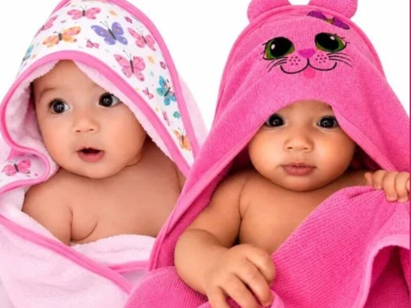 Kit 2 Toalhas De Banho Bebê Com Capuz E Orelhinha Infantil