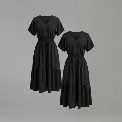 Kit 2 Vestidos Midi Evangelico Lastex Gola V Festa Feminino