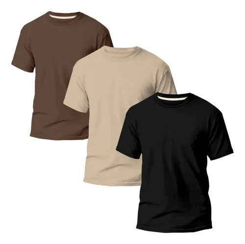 Kit 3 Camiseta Masculina Lisa Básica 100% Algodão